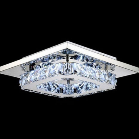 Modern Square Crystal LED Ceiling Chandelier – 8W Metal & Glass Pendant Light – Duvencioglu