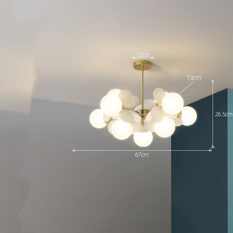 Nordic Minimalist Metal & Glass Chandelier – E27 Pendant Light (White/Grey/Color) – Duvencioglu