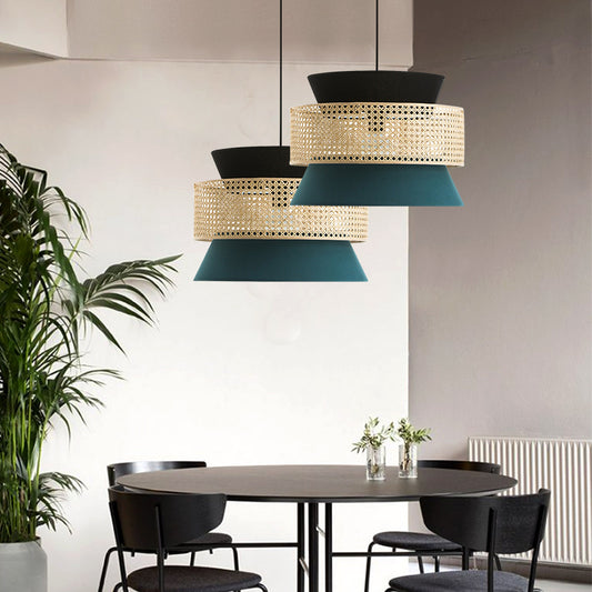 Japanese-Style Handwoven Rattan LED Chandelier – 3000 K Pendant – Duvencioglu
