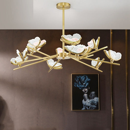 Luxury All-Copper LED Chandelier – Modern Minimalist Pendant – Duvencioglu