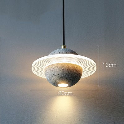 Modern Red Planet LED Chandelier – Single-Head Marble Pendant – Duvencioglu