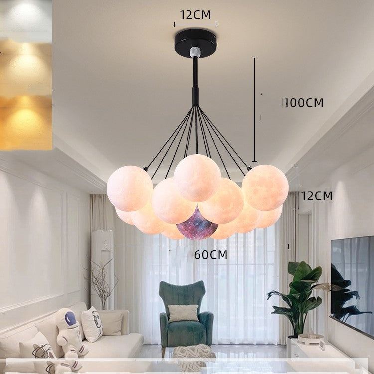 Nordic Moon Bubble LED Chandelier – 10–15 Lights, 41–50 W Neutral White Pendant – Duvencioglu