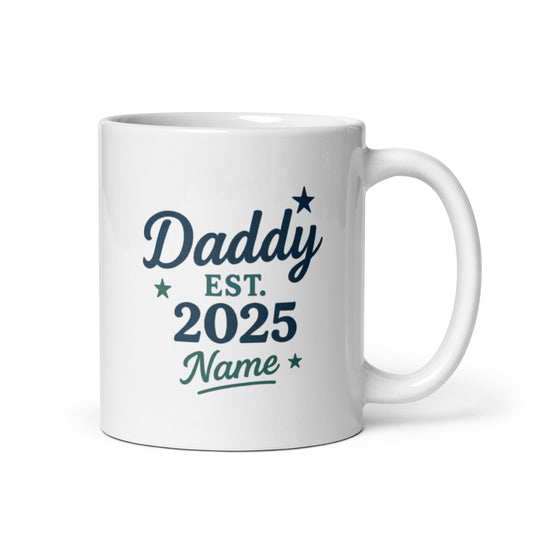 Dad Est. 2025 Mug – New Dad Gift – Personalized Pregnancy Reveal Coffee Cup – Father’s Day Present – Duvencioglu