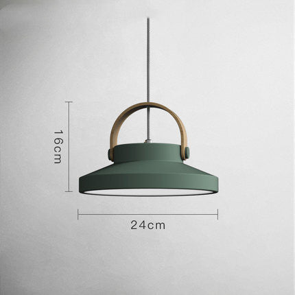 Nordic Macaron Wood Ring Chandelier – Single-Head Zinc Alloy Pendant – Duvencioglu