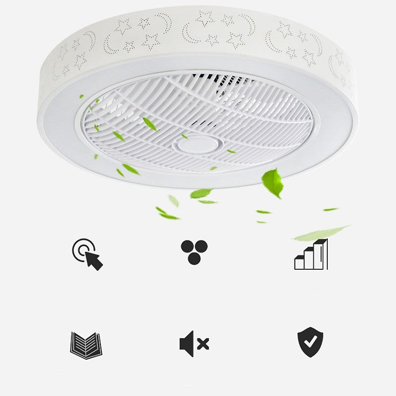 Pastoral 55 cm Invisible LED Fan Chandelier – Multi-Shape Metal Ceiling Light – Duvencioglu