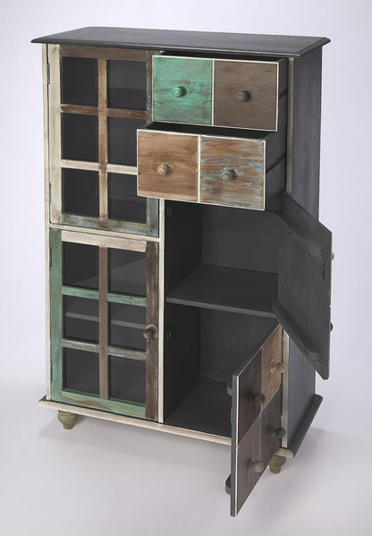 32" Brown & Dark Brown Solid Wood Accent Chest - 2 Drawers & Cabinet – Duvencioglu