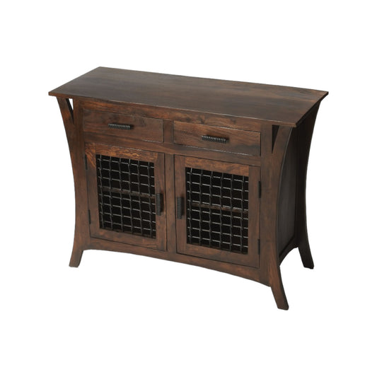 44" Dark Brown Solid Wood Accent Chest - 2 Drawers & Cabinet Storage – Duvencioglu