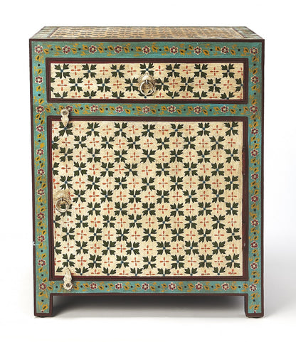 21" Standard Accent Cabinet - Brown, Green & Ivory with Drawer – Duvencioglu