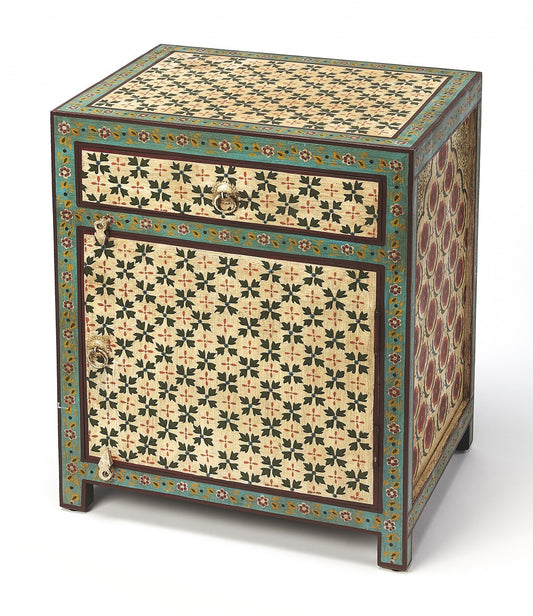 21" Standard Accent Cabinet - Brown, Green & Ivory with Drawer – Duvencioglu