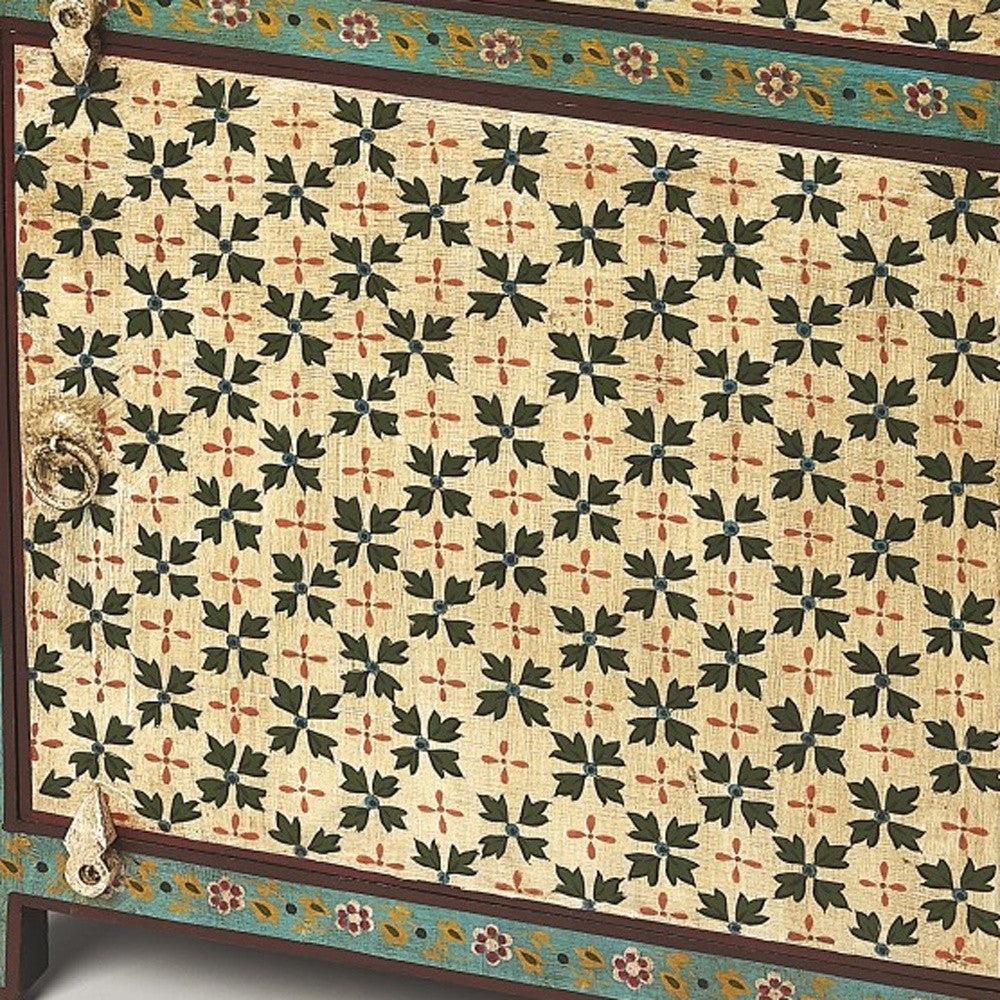 21" Standard Accent Cabinet - Brown, Green & Ivory with Drawer – Duvencioglu