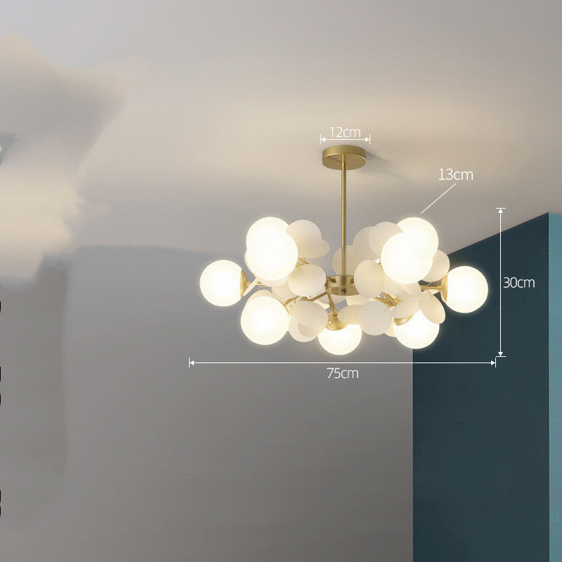 Nordic Minimalist Metal & Glass Chandelier – E27 Pendant Light (White/Grey/Color) – Duvencioglu