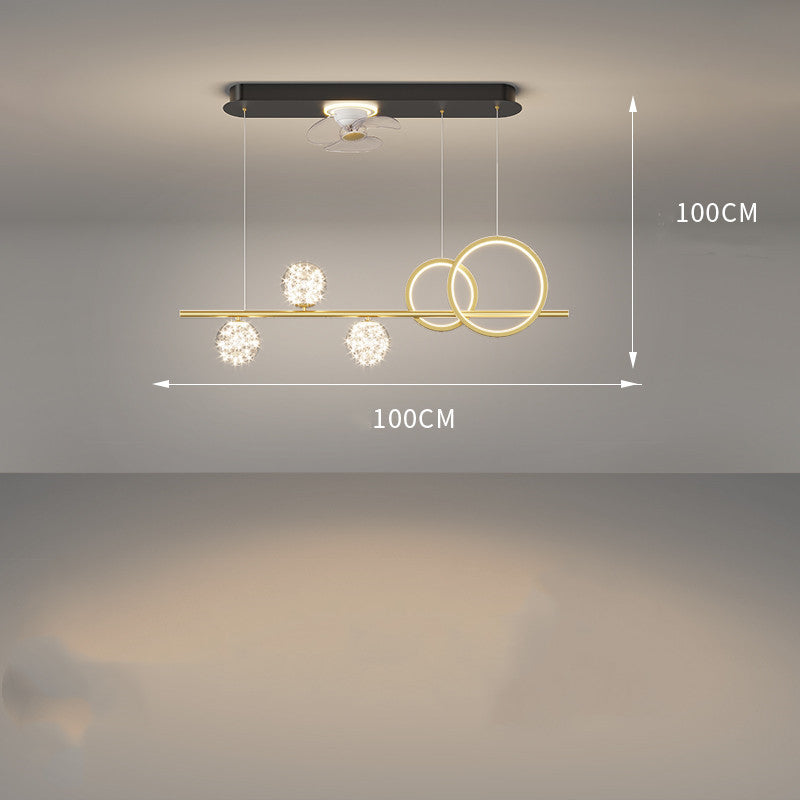 Smart Oscillating Fan Chandelier – Modern Iron & Acrylic LED Pendant – Duvencioglu