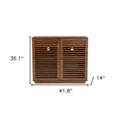 42" Walnut Wood Accent Cabinet - 2 Doors, 3 Shelves & 2 Drawers – Duvencioglu