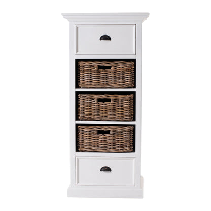 52" White Storage Cabinet with 2 Drawers & Removable Rattan Baskets – Duvencioglu