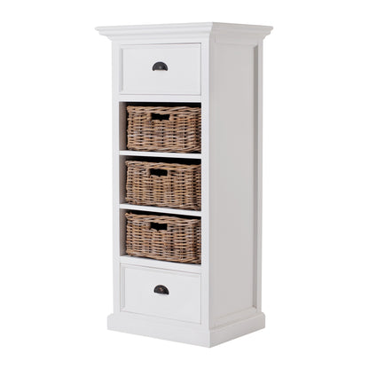 52" White Storage Cabinet with 2 Drawers & Removable Rattan Baskets – Duvencioglu