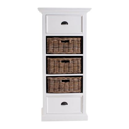 52" White Storage Cabinet with 2 Drawers & Removable Rattan Baskets – Duvencioglu