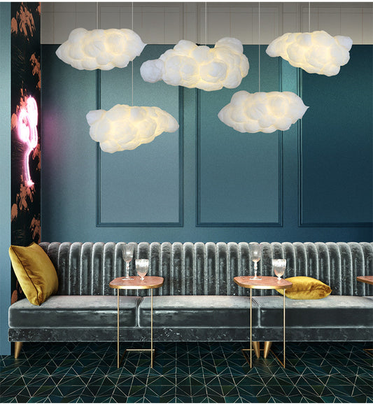 Floating Cloud Silk Chandelier – Modern E27 Pendant Light (30–120 cm) – Duvencioglu