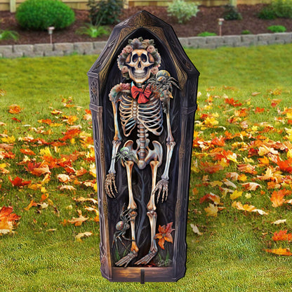 Freestanding Halloween Skeleton Coffin Decor - Handcrafted Wood Art by G. Debrekht (Made in USA) – Duvencioglu