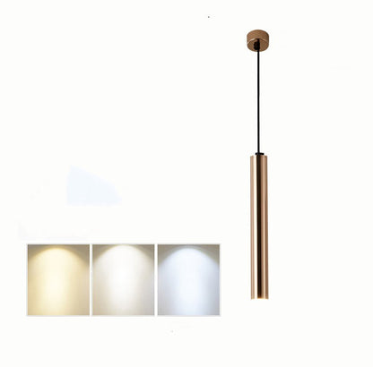 French Gold Cylindrical LED Chandelier – Single-Head Pendant – Duvencioglu