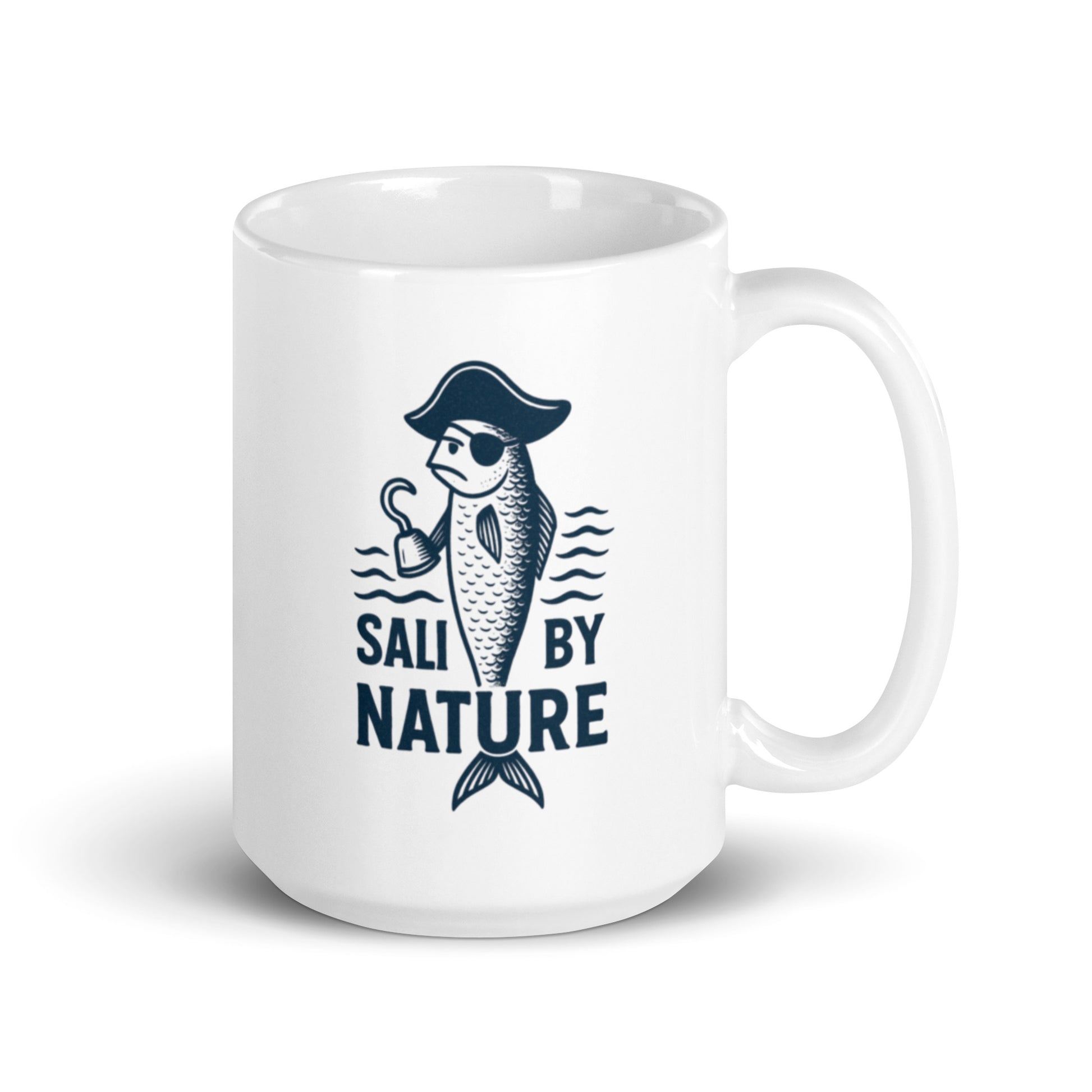 Salty by Nature Mug – Pirate Sardine Coffee Cup, Funny Nautical Sea Gift-Duvencioglu