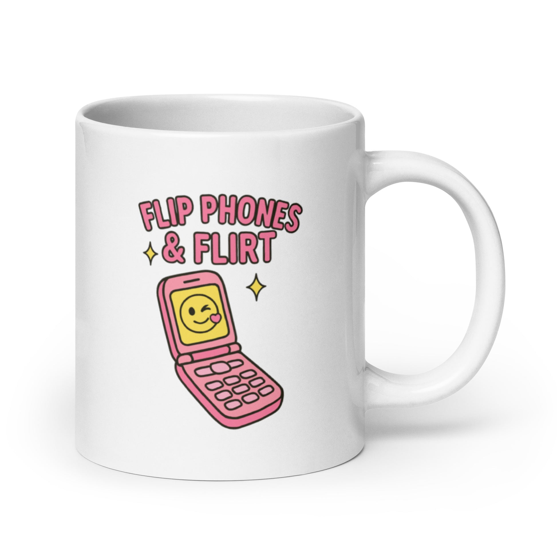 Flip Phones and Flirt Mug – Y2K Aesthetic Quote Gift for Retro Romantics – Duvencioglu