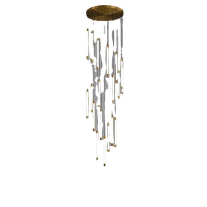 All-Copper LED Staircase Chandelier – Ø800 mm × H250 cm Pendant – Duvencioglu