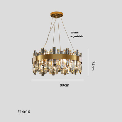 Stainless-Steel Crystal LED Chandelier – 8–20 Lights, 1 m Adjustable Pendant – Duvencioglu