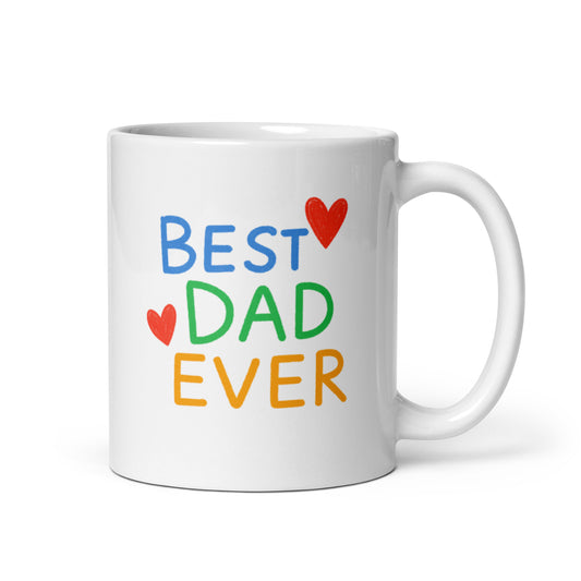 Best Dad Ever Mug – Handwritten Cute Style Design – Sweet and Simple Father&#39;s Day Gift – Kid Inspired Coffee Cup – Loving Dad Present – Duvencioglu