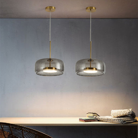 Minimalist Glass Disc Chandelier – Single- & Multi-Head Pendant – Duvencioglu