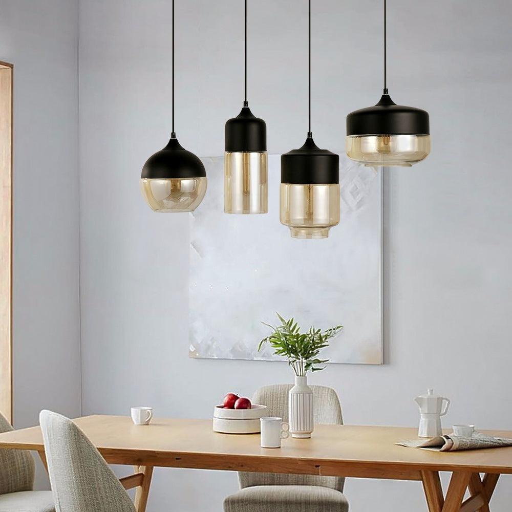 Modern Simplicity Glass Chandelier – Black Amber & Transparent – Duvencioglu