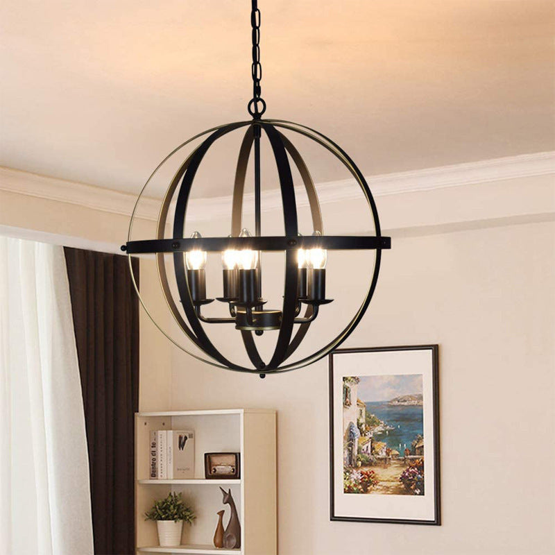 Retro Industrial Iron Chandelier - Vintage Style Ceiling Light – Duvencioglu
