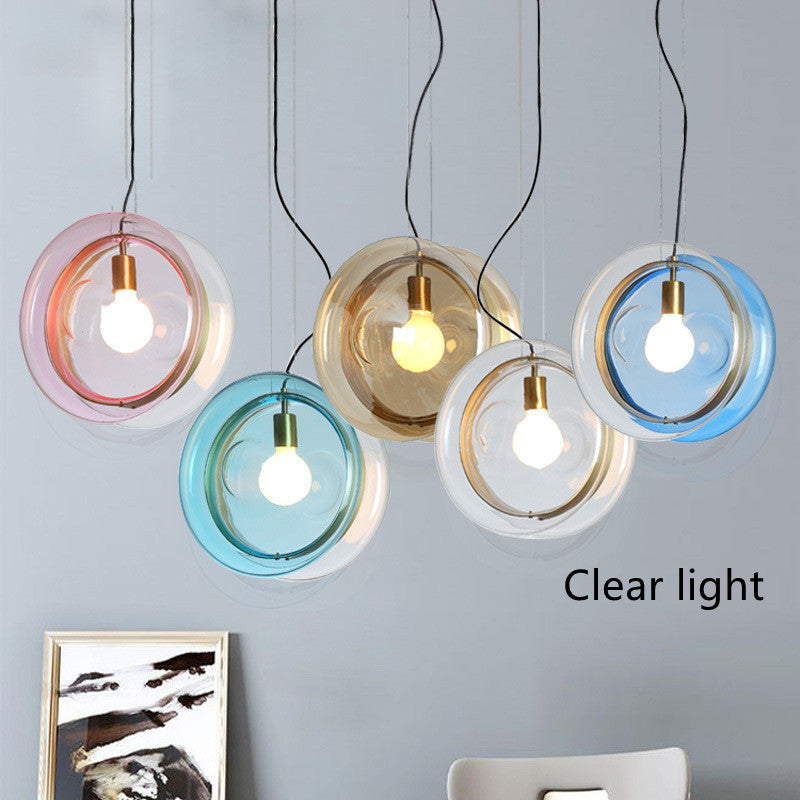Scandinavian Macaron Glass Bedside Chandelier – 250 mm Pendant – Duvencioglu