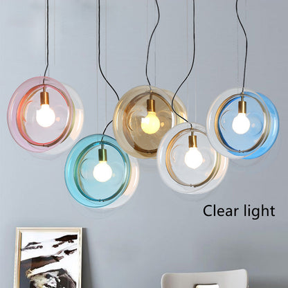 Scandinavian Macaron Glass Bedside Chandelier – 250 mm Pendant – Duvencioglu