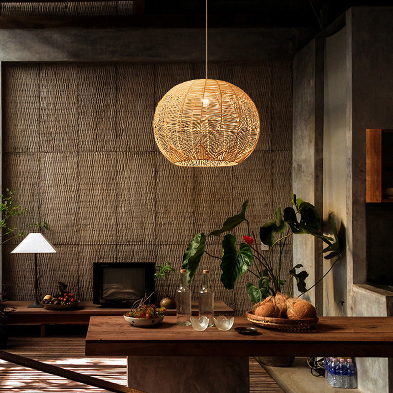 Japanese Zen Rattan Chandelier – 30 cm & 40 cm Designer Pendant – Duvencioglu