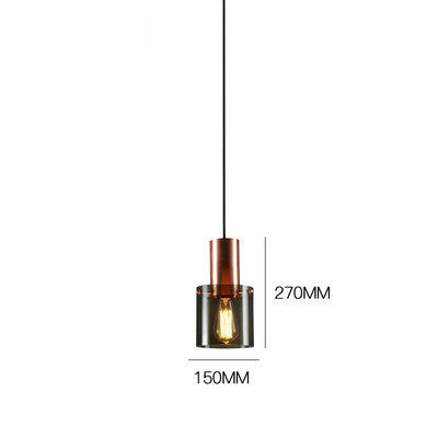 Rose Gold Electroplated Smoky Glass Chandelier – Small Bar & Bedside Pendant – Duvencioglu
