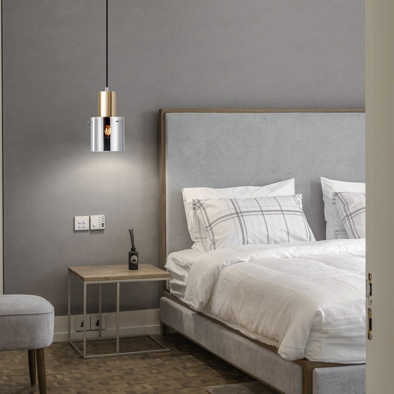 Rose Gold Electroplated Smoky Glass Chandelier – Small Bar & Bedside Pendant – Duvencioglu