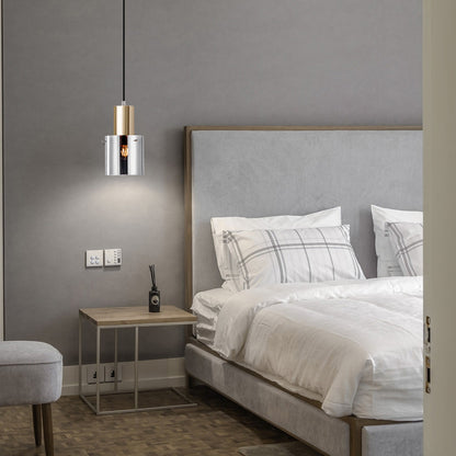 Rose Gold Electroplated Smoky Glass Chandelier – Small Bar & Bedside Pendant – Duvencioglu