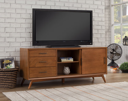 64-Inch Modern Brown TV Stand - Sliding Door & Drawer Storage