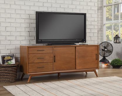 64-Inch Modern Brown TV Stand - Sliding Door & Drawer Storage