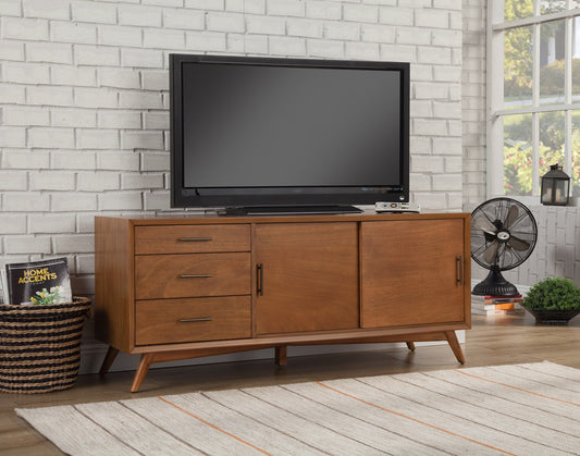 64-Inch Modern Brown TV Stand - Sliding Door & Drawer Storage