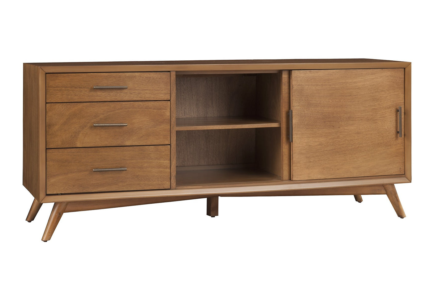 64-Inch Modern Brown TV Stand - Sliding Door & Drawer Storage