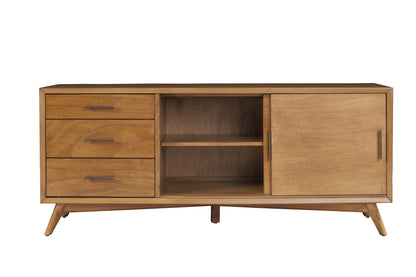 64-Inch Modern Brown TV Stand - Sliding Door & Drawer Storage