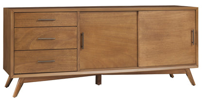 64-Inch Modern Brown TV Stand - Sliding Door & Drawer Storage