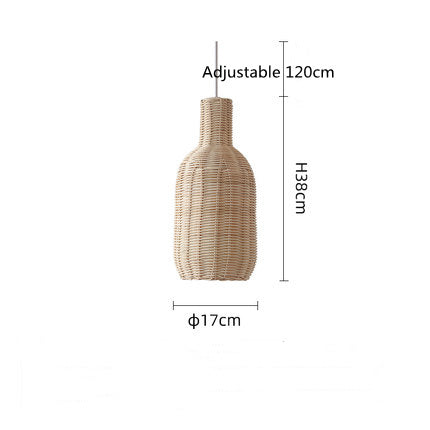 Nordic Handwoven Rattan Chandelier – Pastoral Pendant Light (Ø17×38 cm & Ø48×20 cm) – Duvencioglu