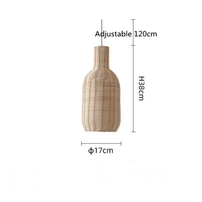 Nordic Handwoven Rattan Chandelier – Pastoral Pendant Light (Ø17×38 cm & Ø48×20 cm) – Duvencioglu