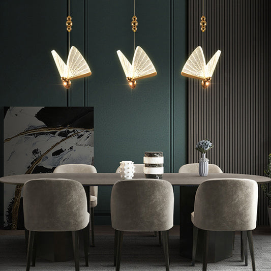 Modern Luxury Butterfly LED Chandelier – 170/220 cm Gold & Rainbow Pendant – Duvencioglu