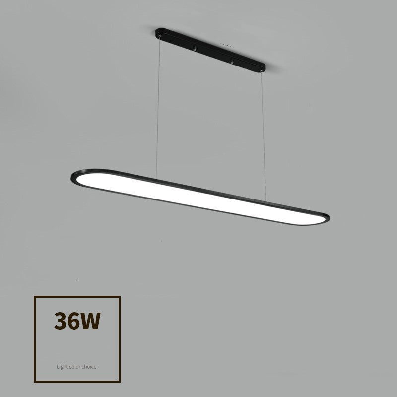 Linear Strip LED Chandelier – Modern Iron Pendant (White & Black) – Duvencioglu