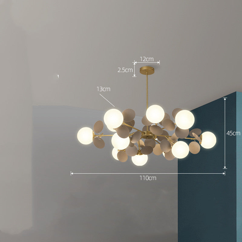Nordic Minimalist Metal & Glass Chandelier – E27 Pendant Light (White/Grey/Color) – Duvencioglu