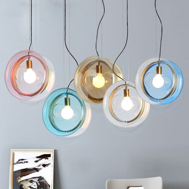 Scandinavian Macaron Glass Bedside Chandelier – 250 mm Pendant – Duvencioglu