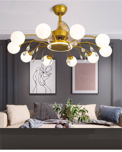 Creative Ceiling Fan Chandelier – 8/10-Head Tri-Color LED Pendant – Duvencioglu